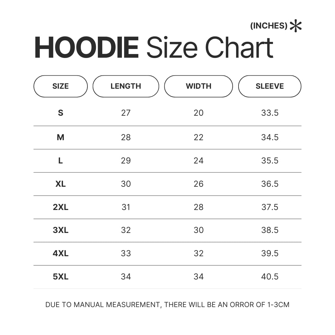 Hoodie Size Chart - Black Pink Gifts
