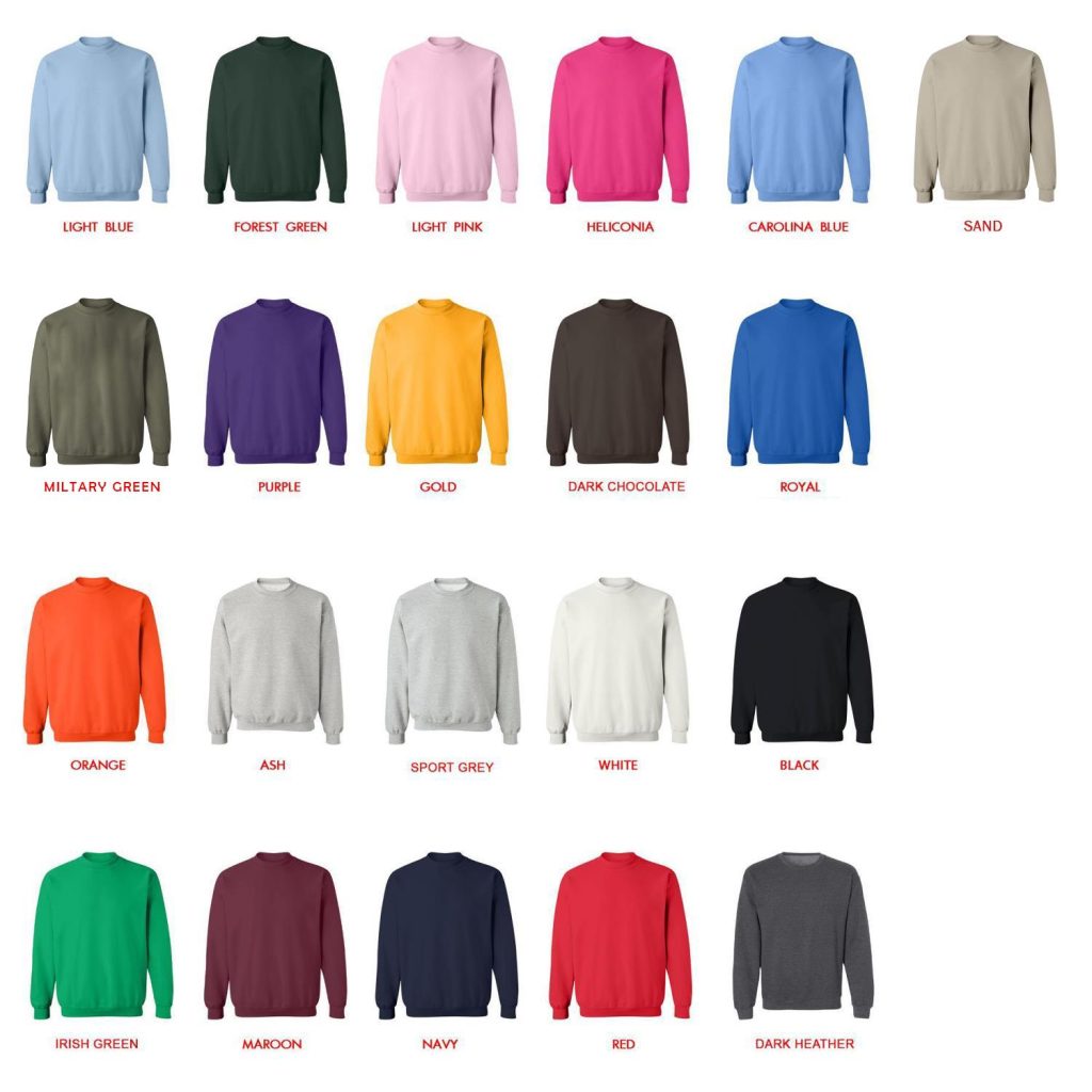 sweatshirt color chart - Black Pink Gifts