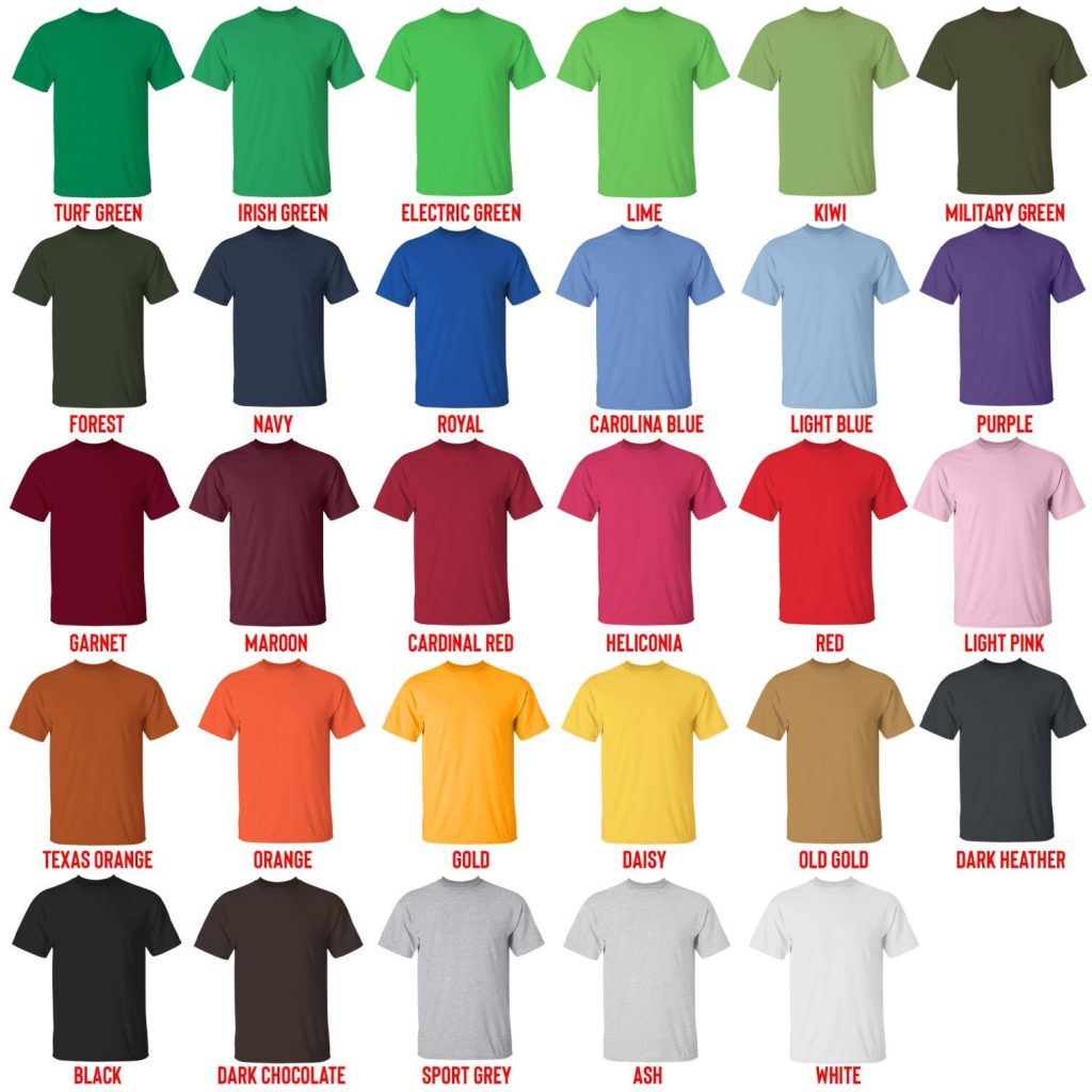 t shirt color chart - Black Pink Gifts