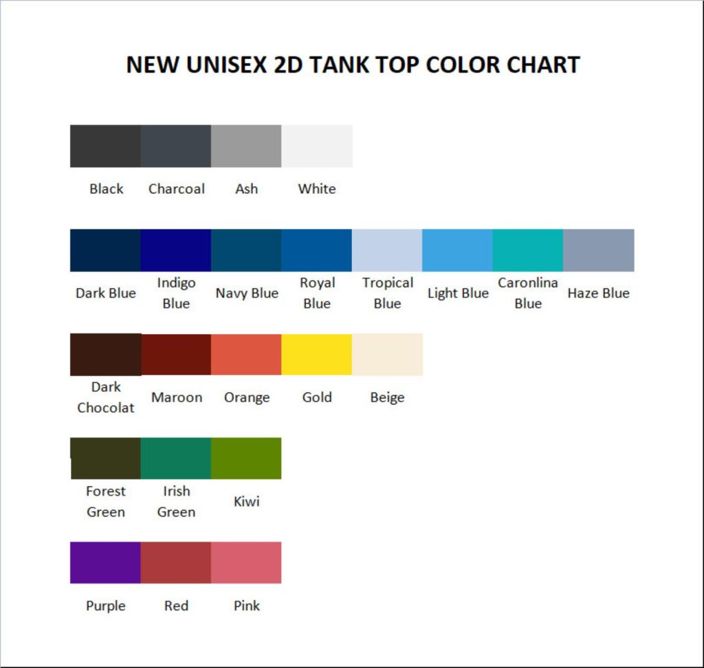 tank top color chart - Black Pink Gifts